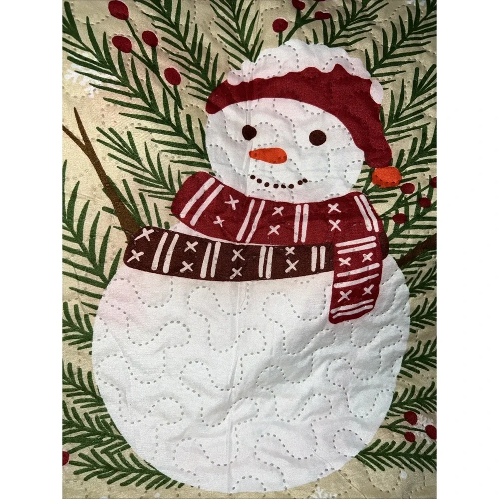 Vintage 3 Pcs King Merry Christmas Quilt Set Festive Bedspread‎ Rustic Farmhouse